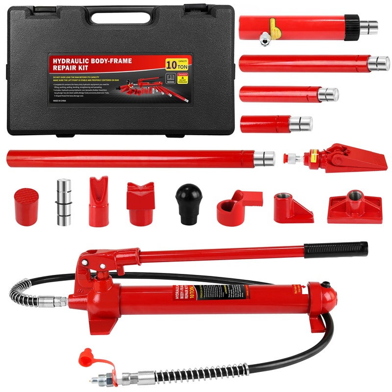 10 Ton Power Hydraulic Ram Cylinder Jack Single-Acting Mini Porta Kit Stroke