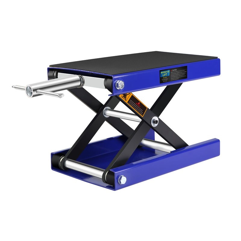 1100 LBS Motorcycle Scissor Lift Jack with Wide Deck & Safety Pin 3.7-14 Center Hoist Crank Stand Steel for Street Bikes Cruiser Bikes Touring