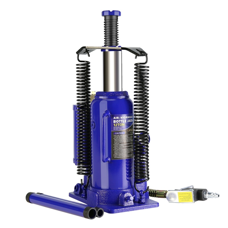 12 Ton Pneumatic Air Hydraulic Bottle Jack with Manual Hand Pump Heavy Duty–Blue