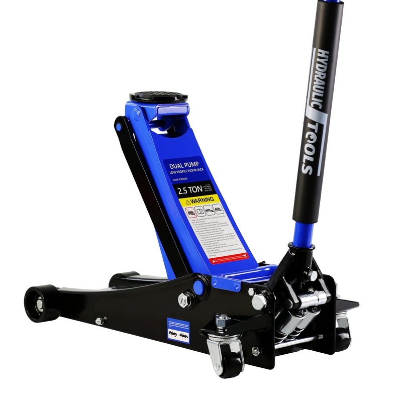 2.5 Ton Low Profile Steel Racing Hydraulic Floor Jack with Dual Pistons Quick Lift Pump Lifting range 3.5-19.5