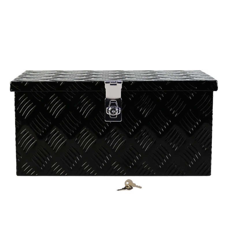 20 Inch Truck Box Aluminum Black Long Flat Tool Box 5 Bar Tread with Lock Side Handle and Keys 20.111.89.3