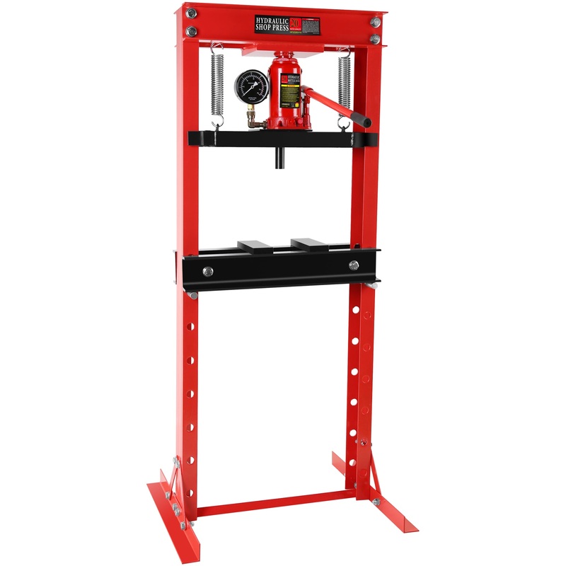 20 Ton Hydraulic Shop Floor Press Steel H-Frame with Plates Adjustable Working Table Stand Jack