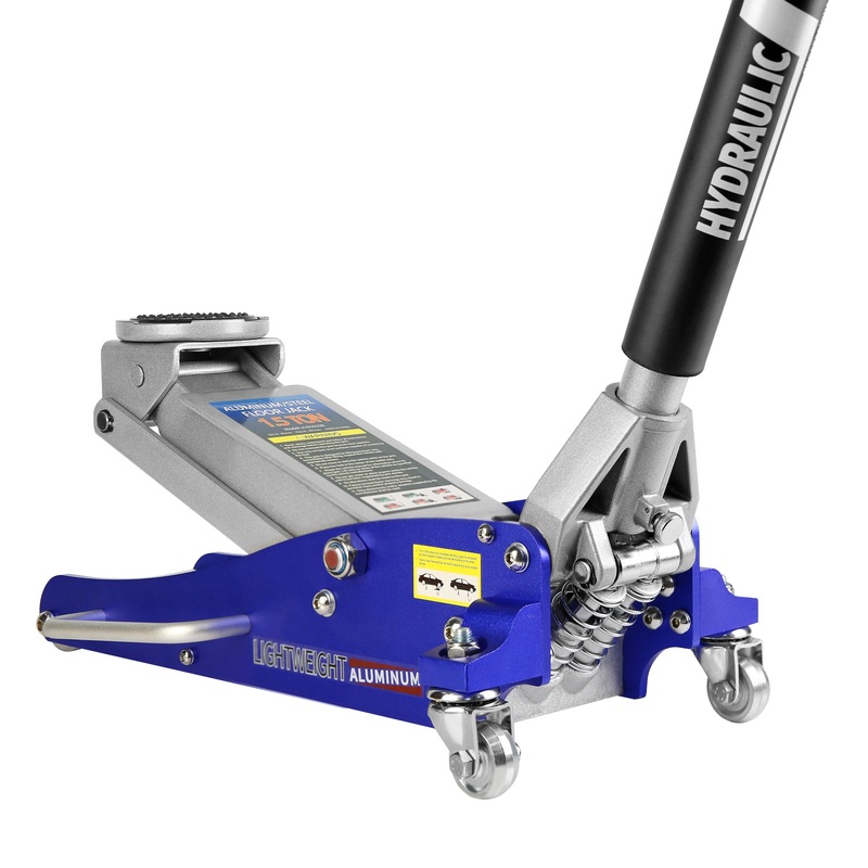 3,000 Lbs Hydraulic Low Profile Aluminum and Steel Racing Floor Jack with Dual Piston Quick Lift Pump–Blue