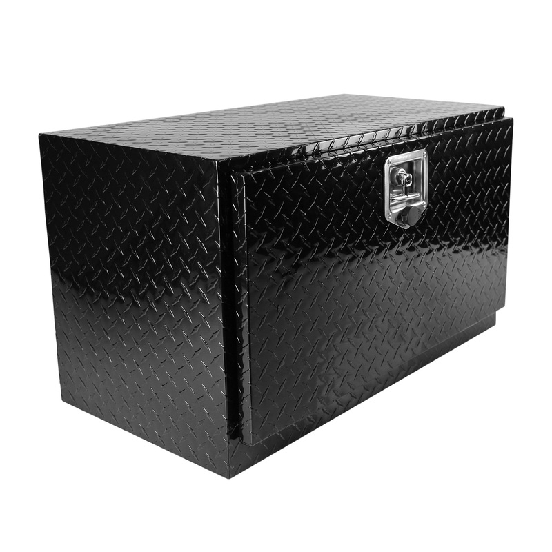 30 inch Truck Box Aluminum Stripes Plated Tool Box with Lock and Keys Black 30.117.117.9