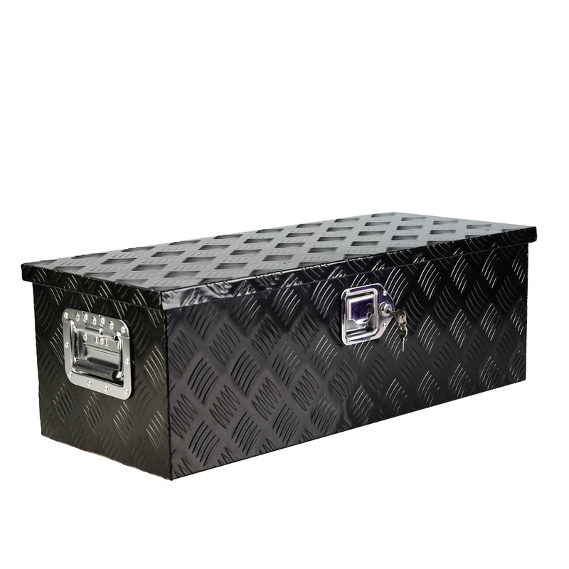 30 Inch Truck Box Heavy Duty Black Aluminum 5 Bar Tread Tool Long Box with Lock Keys 30.112.810.4