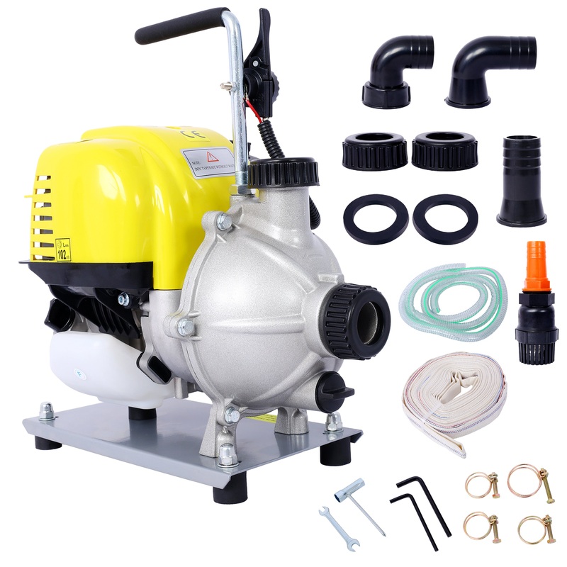38CC 4 Stroke Gasoline Water Pump 1.5Inch Portable Gas Powered Transfer Pump Commercial Engine 8500r/min 10FT x 1Suction 1.5  Lay Flat Hose