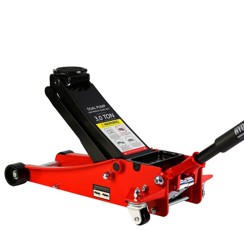 3T Hydraulic Ultra Low Floor Jack with Dual Pistons Quick Lift Pump Lifting Range 3.3-19.7