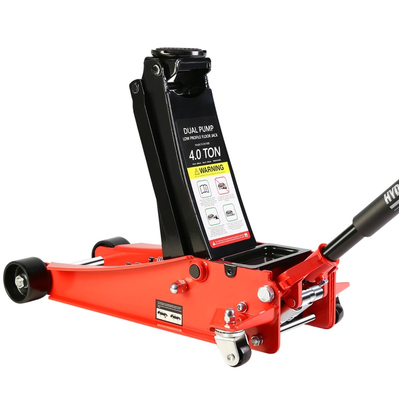 4 Ton Low Profile Heavy-Duty Steel Racing Floor Jack with Dual Piston Quick Lift Pump Lifting Range 4-21