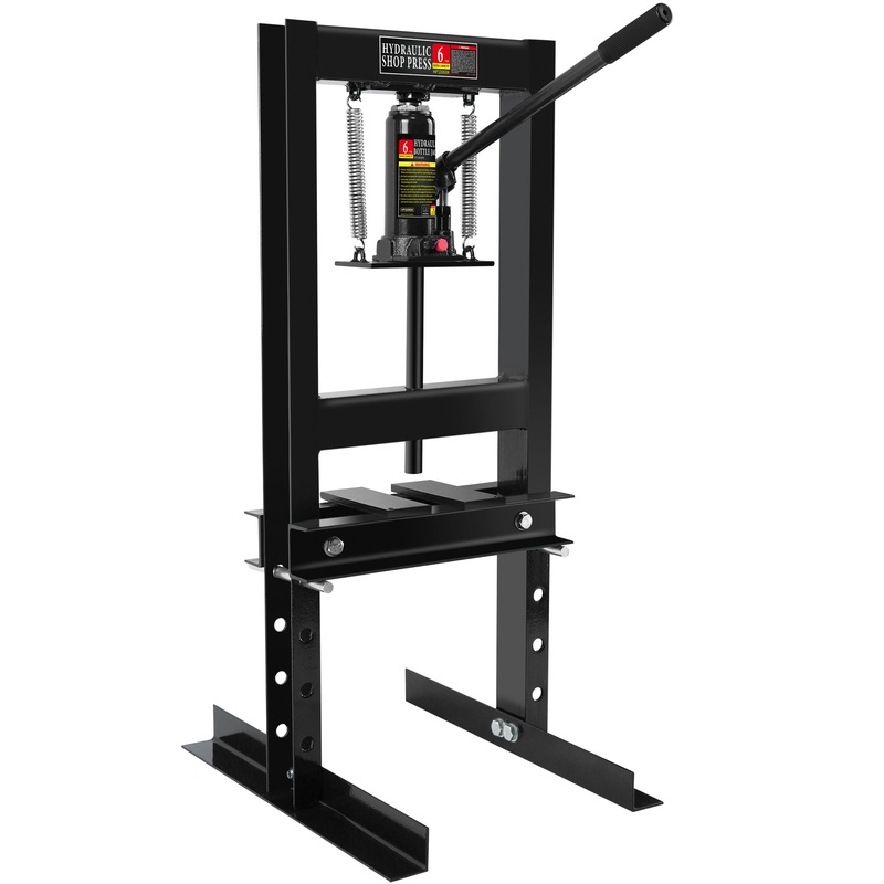 6 Ton H-Frame Hydraulic Garage Floor Shop Press with Plates Adjustable–Black