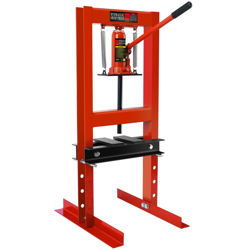6 Ton Hydraulic H-Frame Garage Floor Shop Press with Plates Adjustable–Red
