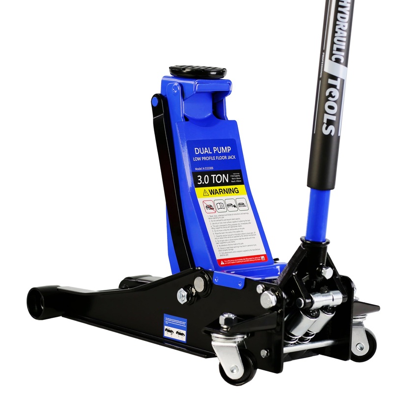 6600 Lbs Hydraulic Low Profile and Steel Racing Floor Jack with Dual Piston Quick Lift Pump Blue Lifting Range 3.3-18.5