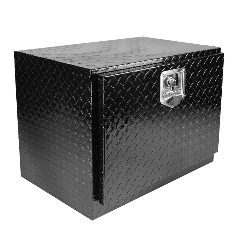 Aluminum Stripes Plated Tool Box with Lock and Keys Black 24.217.117.9