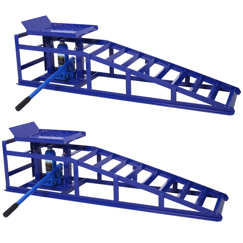 2 Pack Ramps Lifts Garage Hydraulic Black 5 Ton Automotive Repair Frame–Blue