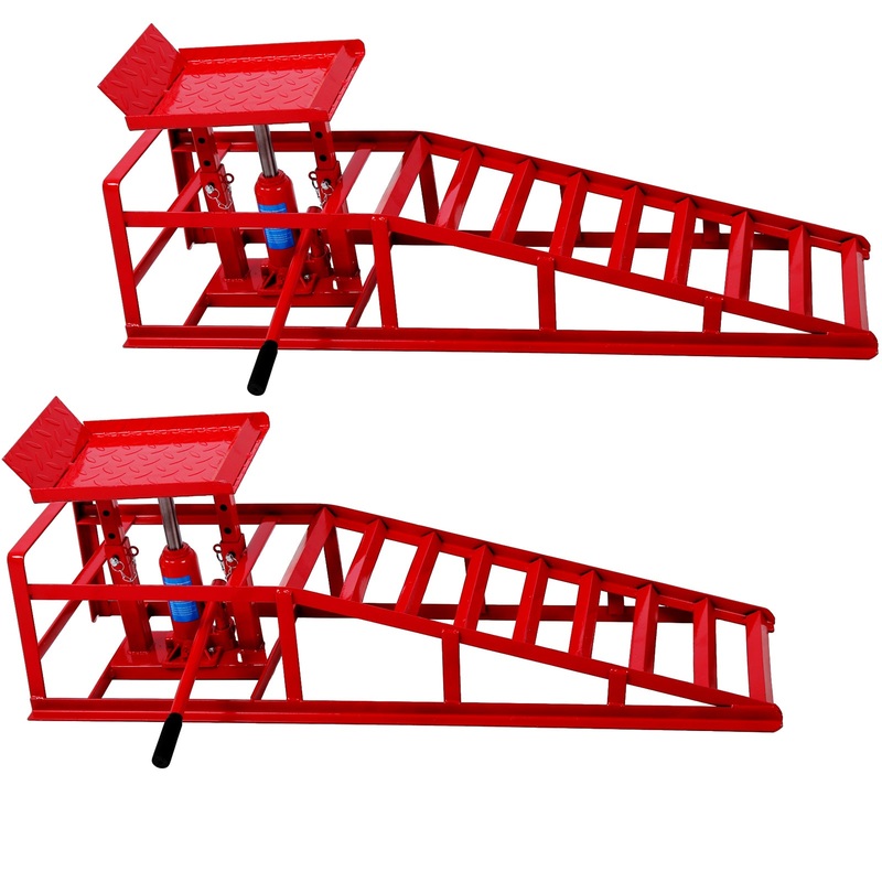 2 Pack Ramps Lifts Garage Hydraulic Black 5 Ton Automotive Repair Frame–Red