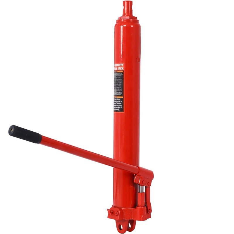 8 Ton Hydraulic Long Ram Jack with Single Piston Pump and Clevis Base–Red