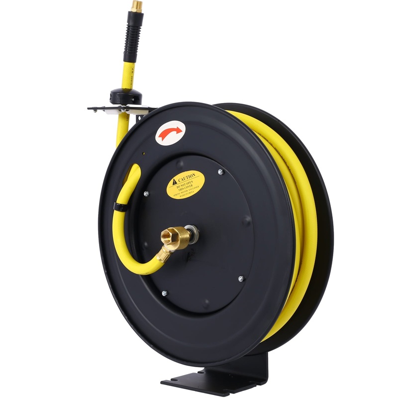 Air Hose Reel 1/2 Inch x 50′ Ft Auto Rewind Heavy Duty Steel