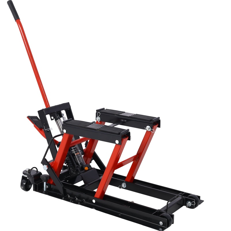 Hydraulic Motorcycle Lift Jack 1500 LBS Capacity ATV Scissor Portable Table with 4 Wheels Foot-Operated Hoist Stand