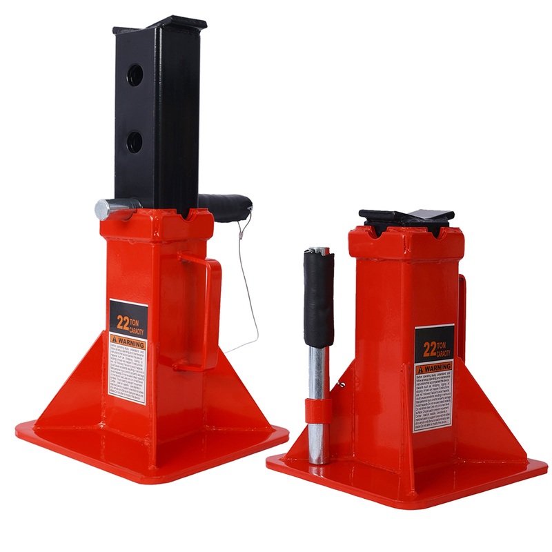 1 Pair Heavy Duty Pin Type Professional Car Jack Stand with Lock 44,000 Lbs Capacity–Red
