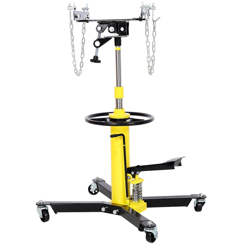1660lbs Transmission Jacks Quick Lift Dual Spring Hydraulic Transmission 2 Stage w/ 360–Yellow