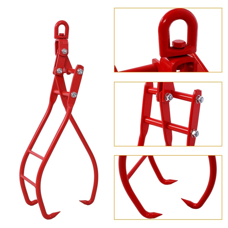 28in 3 Claw Log Grapple for Logging Tongs Eagle Claws Design–Red
