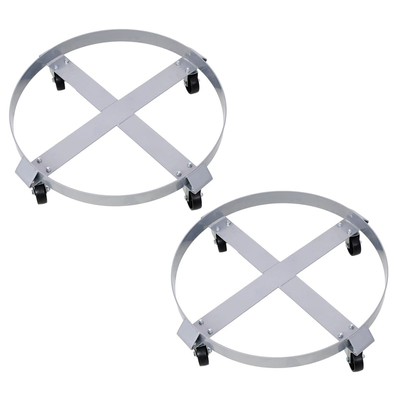 2Pcs Dolly for 55 Gallon Drums Barrel with 4 Swivel Caster Wheels Heavy Duty Steel Frame Cart with Brake