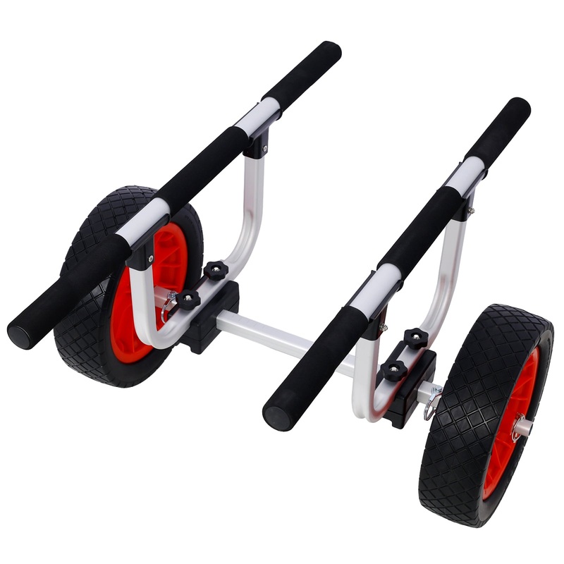 Heavy Duty Kayak Cart Width Adjustable Canoe with 12inch Flatfree Beach Wheels Boat Dolly Trolley with Airless