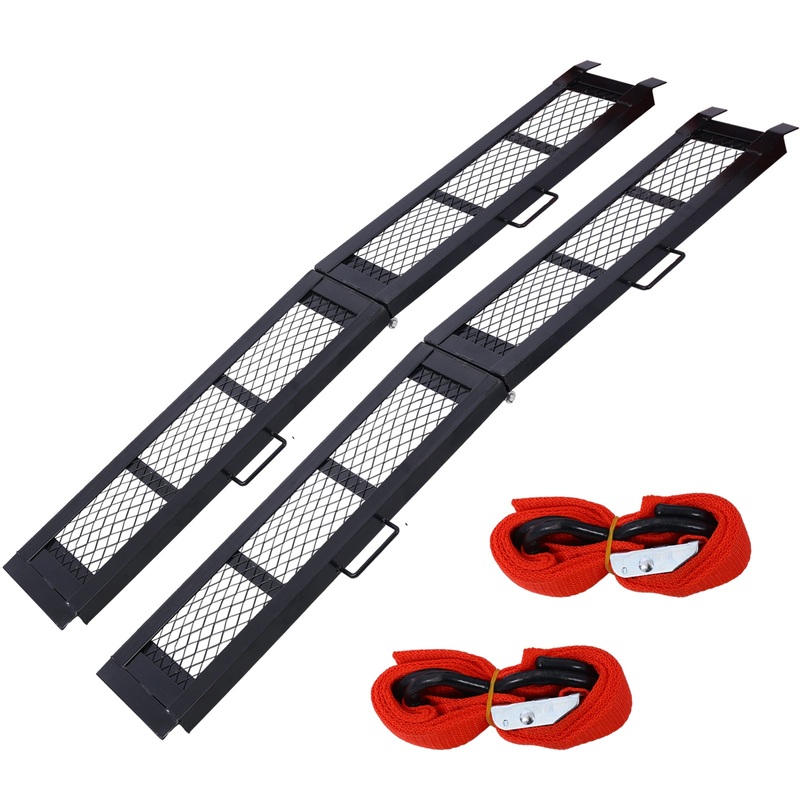 Pack of Pair 80 Steel Loading Ramp 800LBS Capacity Portable Motorcycle Folding ATV–Black