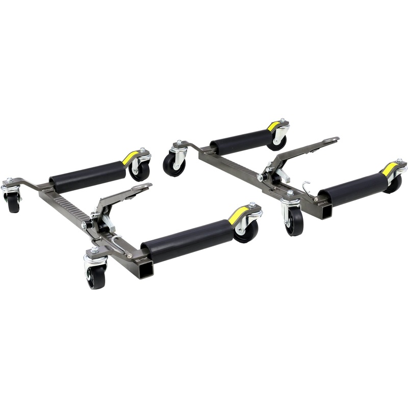Set of 2 Wheel Dolly Car Skates Positioning Hydraulic Tire Jack Ratcheting Foot Pedal Lift 1,250lbs Capacity