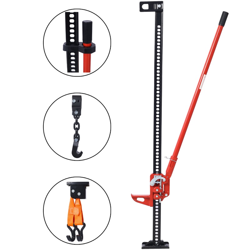 High Lift Jack 60 Utility 7000 lbs Capacity Ratcheting Off Road Heavy-Duty Bumper–Red