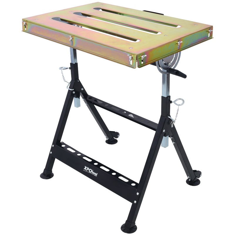 Welding Workbench with Wheels and Slot 30×20 400lbs Capacity Steel Folding Adjustable