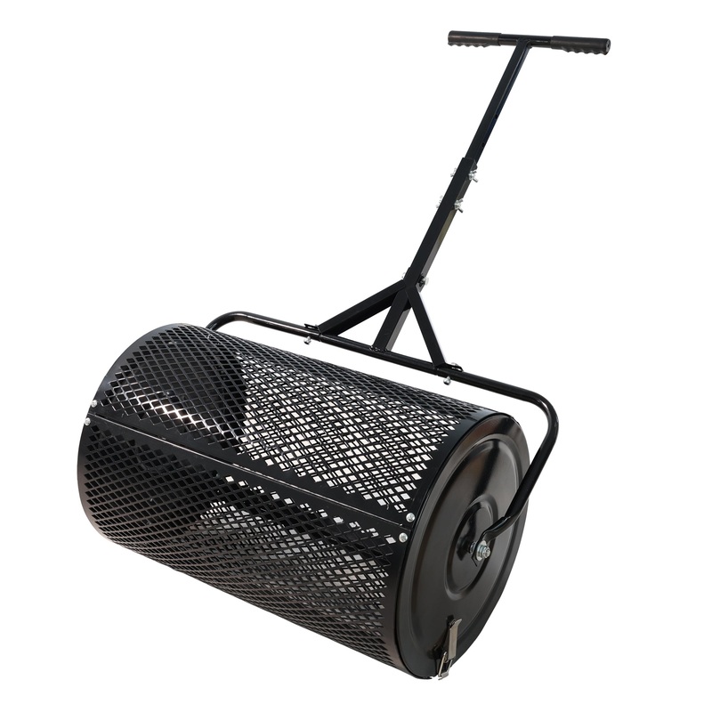 Compost Peat Moss Spreader with Upgrade T Shaped Handle Metal Mesh–Black