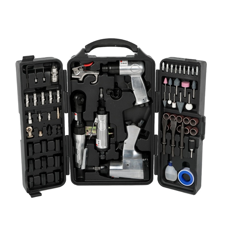 71 Piece Air Tool and Accessories Kit Impact Wrench Air Ratchet Die Grinder Aire Hammer Hose Fittings Storage Case