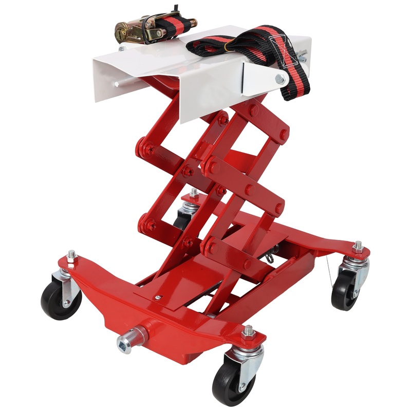Heavy-Duty Low Lift Transmission Jack with Nylon Safety Strap Steel 450 Lbs Capacity