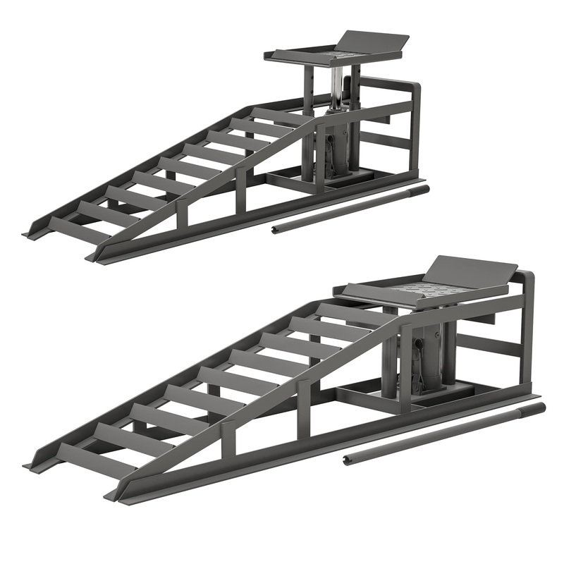 2 Pack Hydraulic Car Ramps 5T 11000lbs Low Profile Lift Service Truck Trailer Garage Height Vehicle–Gray