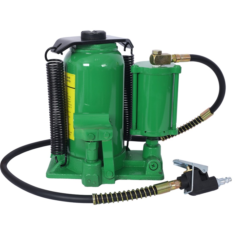 Air Hydraulic Bottle Jack 20 Ton/44029 LBS All Welded 10.2-19.7 inch Lifting Range Manual Handle and Air Pump–Green