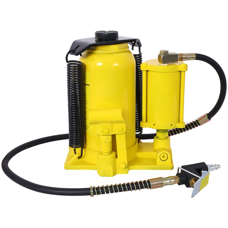 Air Hydraulic Bottle Jack 20 Ton/44029 LBS All Welded 10.2-19.7 inch Lifting Range Manual Handle and Pump–Yellow