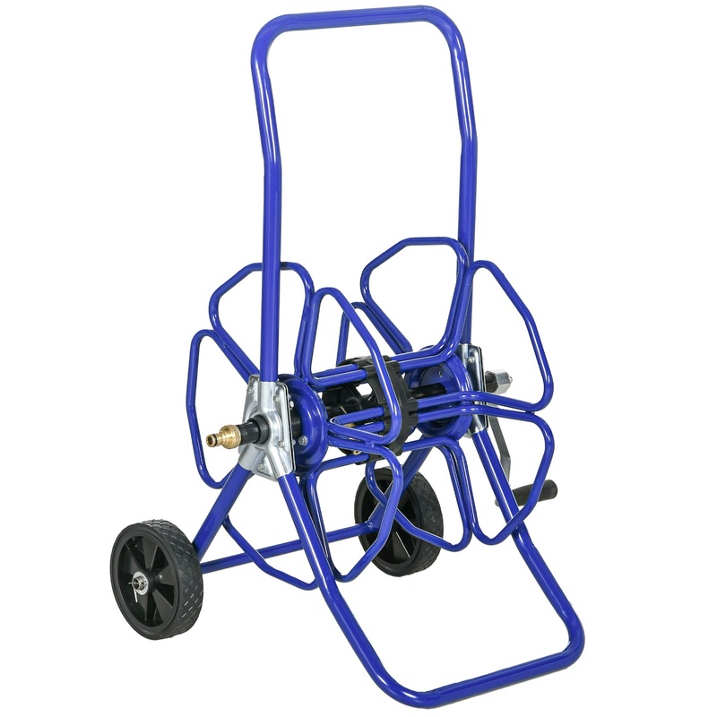 Garden Portable Water Hose Reel Cart Hold Up to 98′ of 5/8 Hose (Hose Not Included) with Wheels–Blue