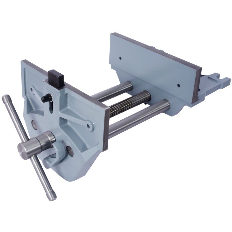 Rapid Action Woodworking Vise Quick Release Lever for Adjustments 9 Inch Jaw Width Made with Heavy-Duty Cast Iron–Gray
