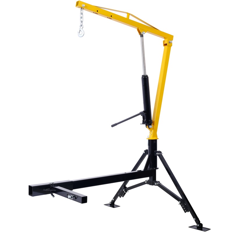 Receiver Hitch Mounted Hydraulic Swivel Pickup Truck Crane 1000 lbs Capacity With 3 Boom Capacities of 500 lbs 750 lbs and 1000 lbs–Yellow