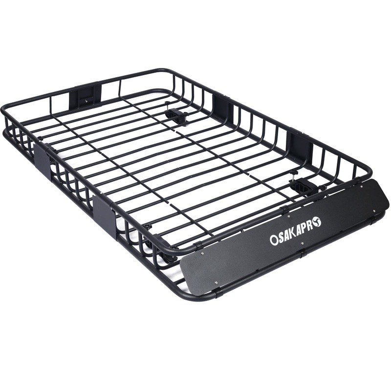 Rooftop Cargo Carrier BasketMotoring Roof RackTop Mount Rack 64 150 lbs Capacity Steel–Black