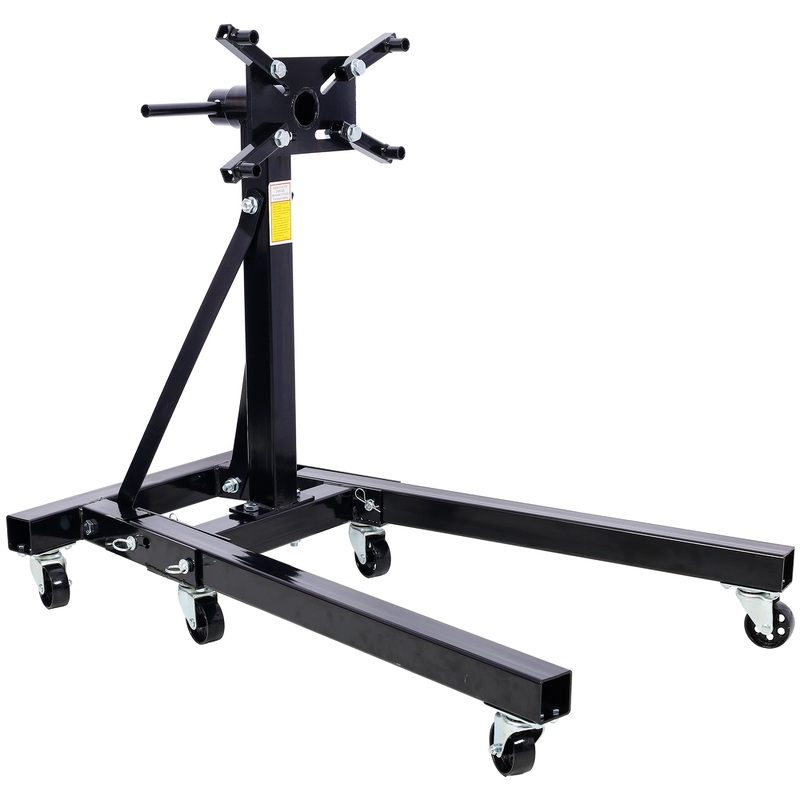 Folding Engine Stand 2000 LBS Capacity Motor Hoist 360 Degree Adjustable Mounting Head Dolly Mover Auto Repair Rebuild Jack–Black