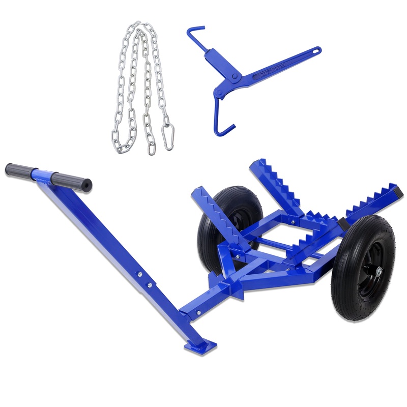 Log Dolly With Load Binder And Choker Chain 440LB With 2PCS 16in Air Tires–Blue