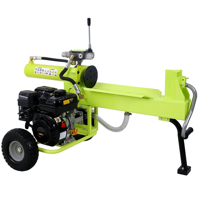 Log Splitter Portable 20 Ton Auto Return Ram System 7HP Engine Horizontal Full Beam Steel Wedge Firewood Splitting Forestry Harvesting EPA Compliant–Green