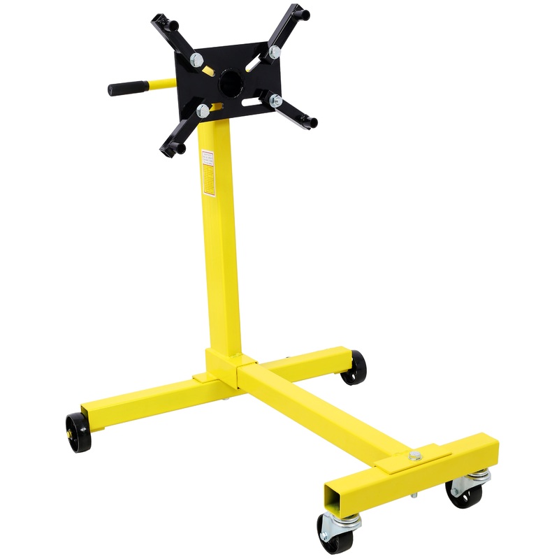 Rotating Coyote Engine Stand with 1000-Lb Capacity Hoists & Stands Test Run–Yellow