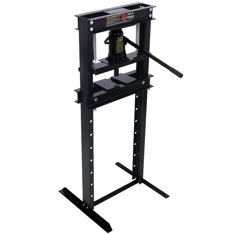 Hydraulic Shop Press 12-Ton Capacity Floor Mount with Press Plates H-Frame Garage Floor Press Adjustable–Black