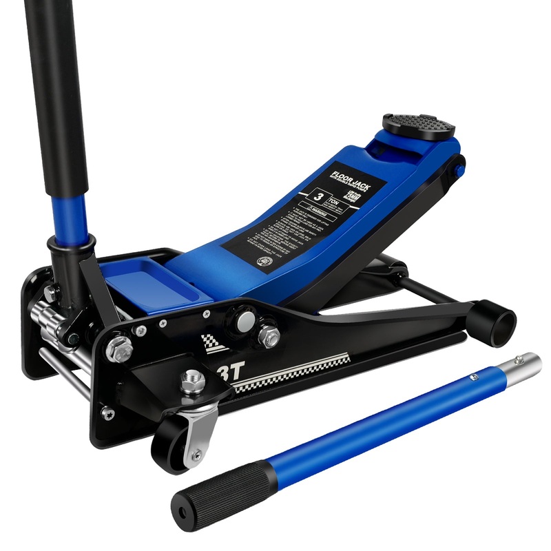 3 Ton 6600lbs Low Profile Floor Jack Dual Piston Quick Lift Pump Lifting Range 75mm/2.95-460mm/18.11–Blue