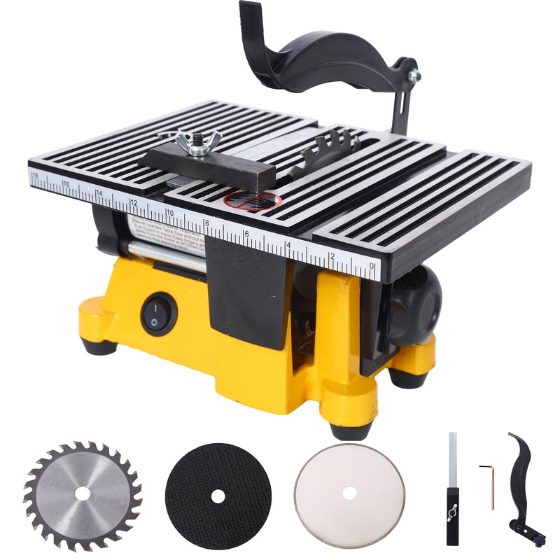 4 90W Mini Table Saw Top Cut Off Miter Multifunctional Desktop w/ 3 Blades
