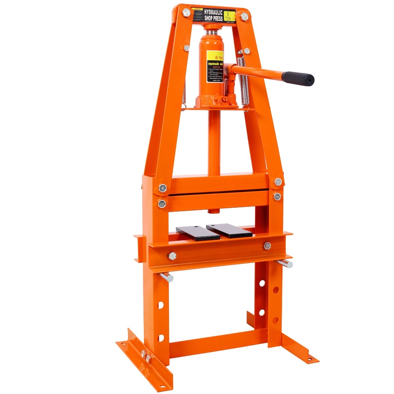 6-Ton Benchtop A-Frame Hydraulic Shop Press with Plates Adjustable Garage Floor–Orange