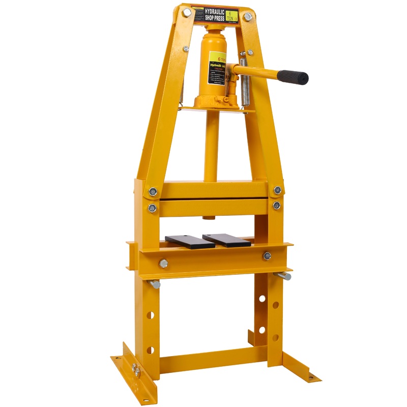 6-Ton Benchtop A-Frame Hydraulic Shop Press with Plates Adjustable Garage Floor–Yellow