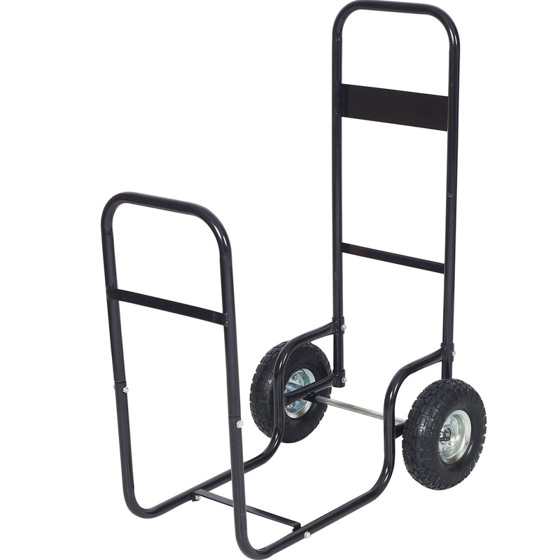 Firewood Fireplace Log Cart 200 lbs Capacity Wood Rack with Pneumatic Wheels